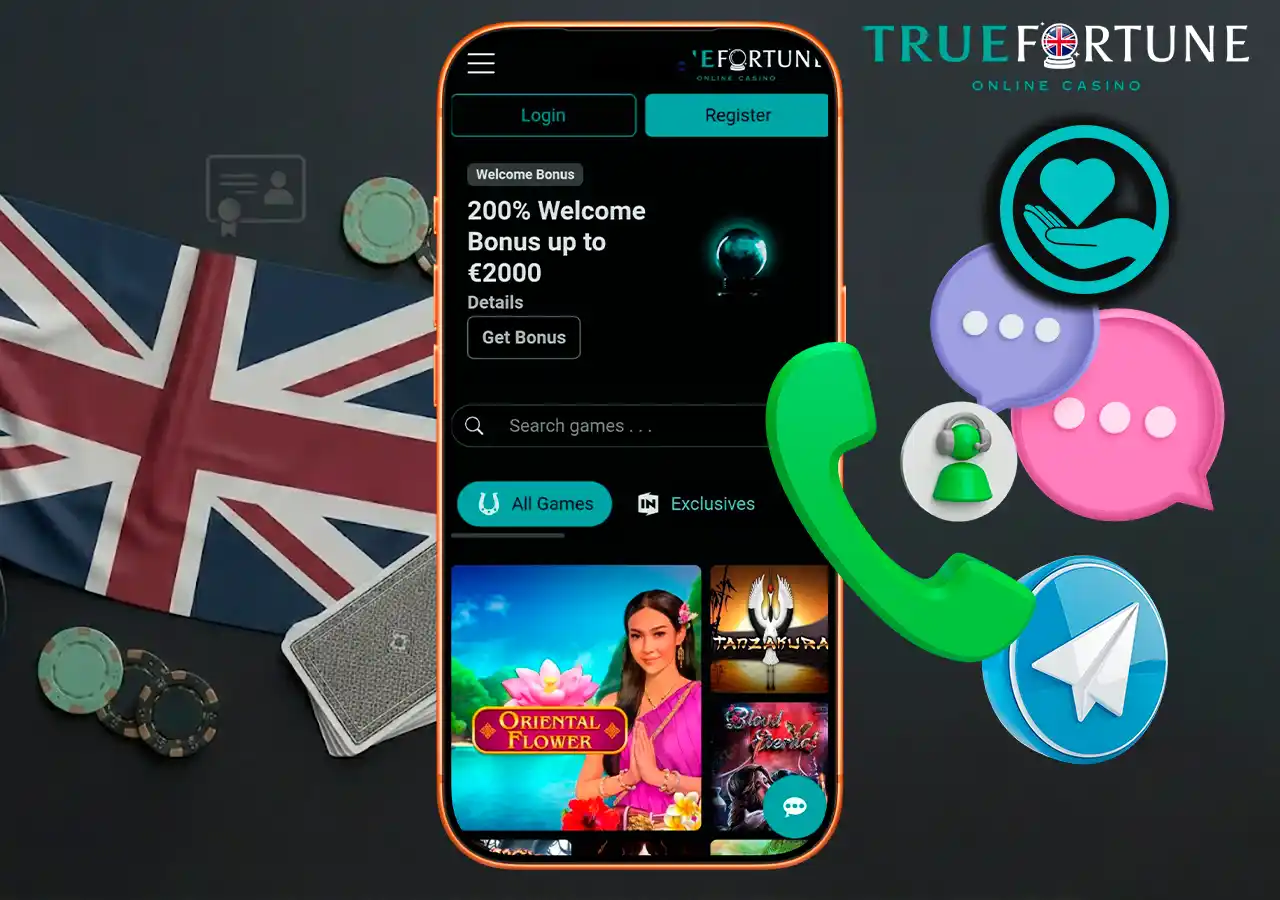 Customer support services at True Fortune Casino
